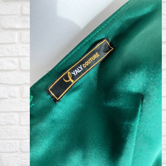 Custom Tailored Green Evening Gown by Yaly Couture Elegant Formal Dress Medium - Picture 10 of 10
